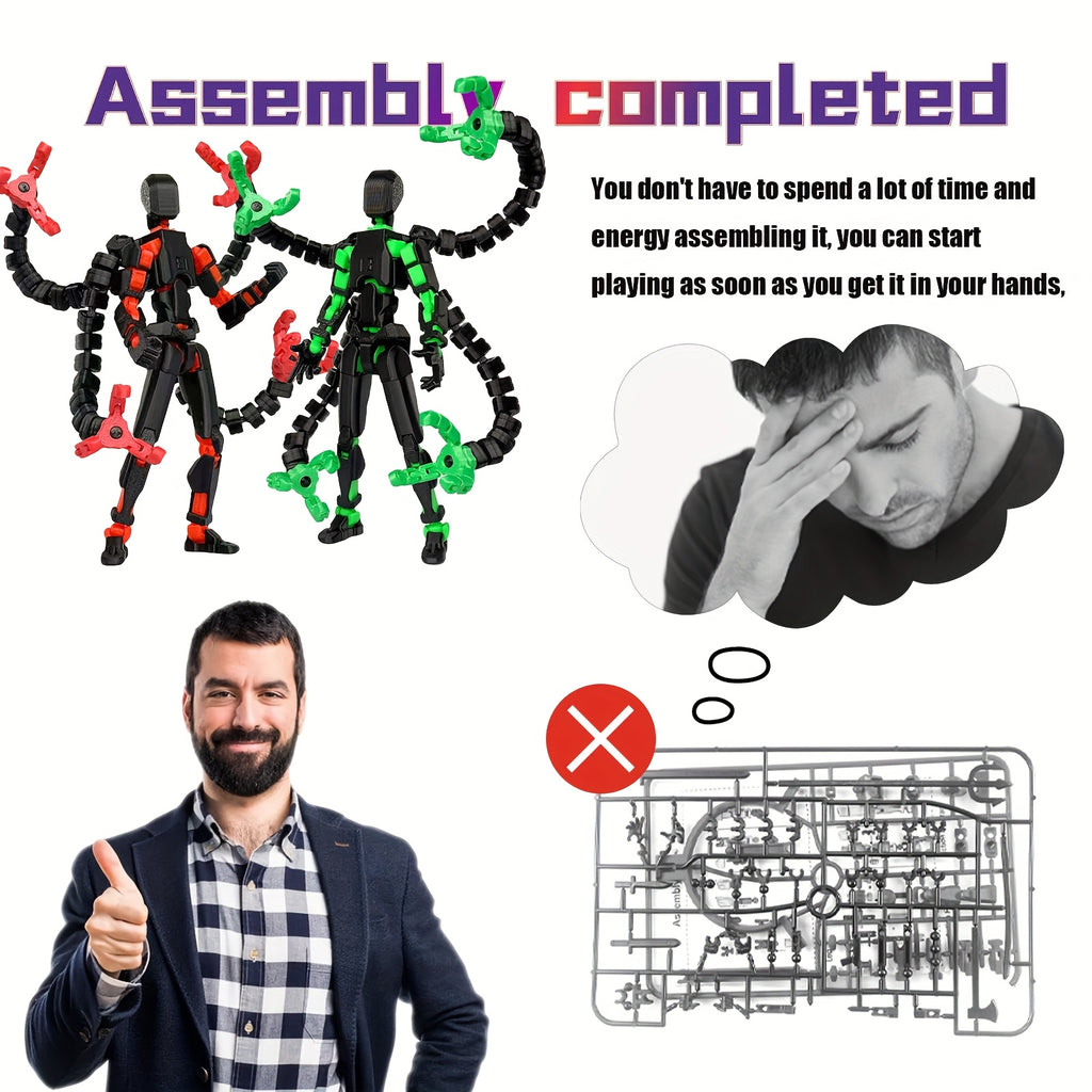 Articulated Robot Action Figure 2pcs Set – 3D Printed Multi-Jointed Poseable Lucky Mobile Robot Desktop Decoration Cool Gift for Gamers Collectors Teens