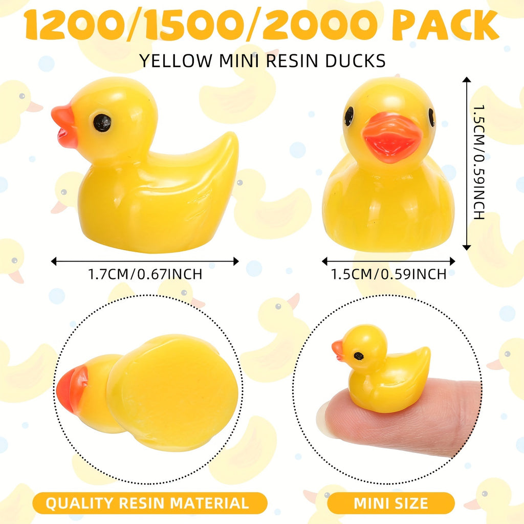 Mini Resin Ducks Bulk 1200 Pcs – Tiny Yellow Duck Figures for Hide & Seek Pranks, Cruise Duck, Party Favors, Halloween Gift, Dollhouse & Garden Miniature Decor