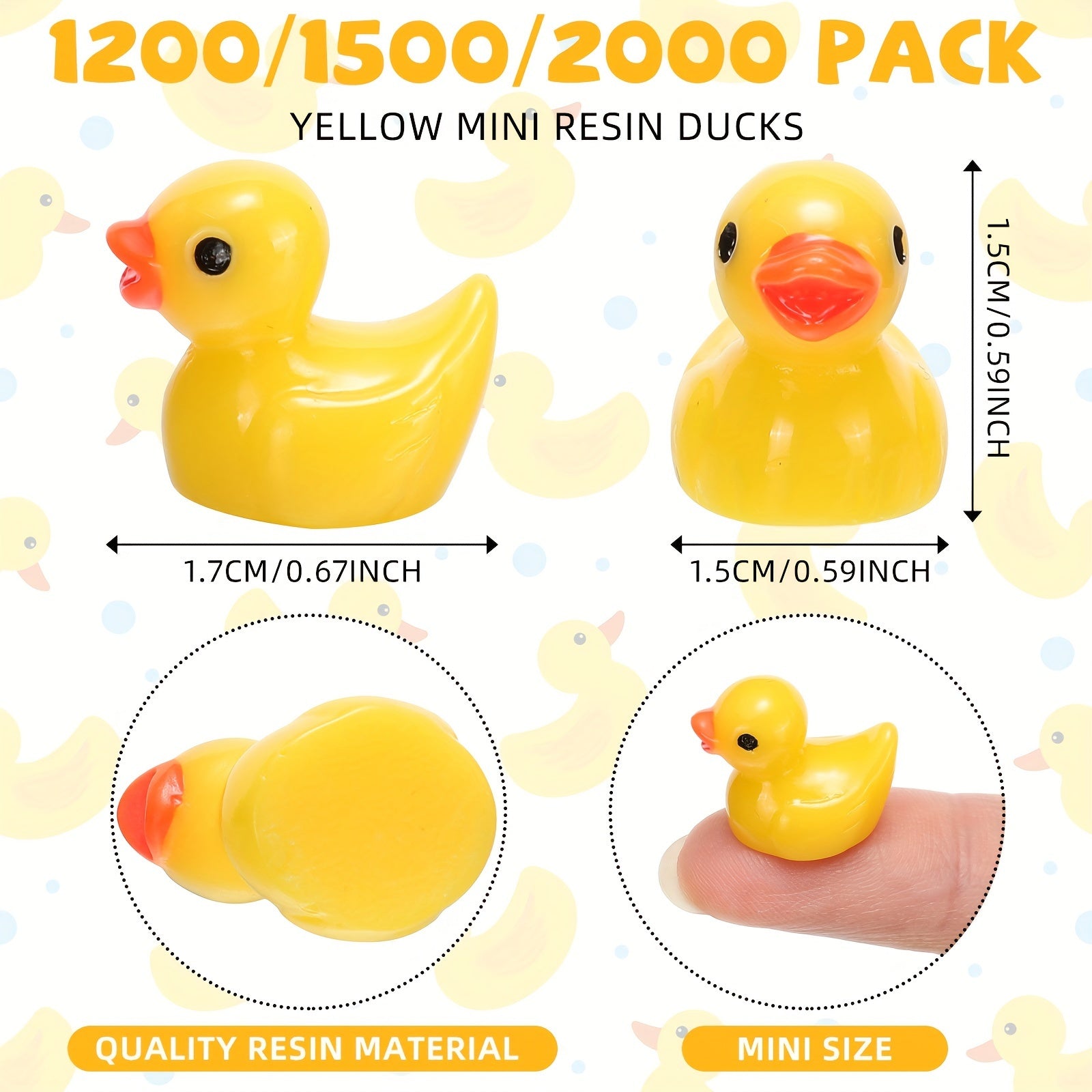 Mini Resin Ducks Bulk 1200 Pcs – Tiny Yellow Duck Figures for Hide & Seek Pranks, Cruise Duck, Party Favors, Halloween Gift, Dollhouse & Garden Miniature Decor