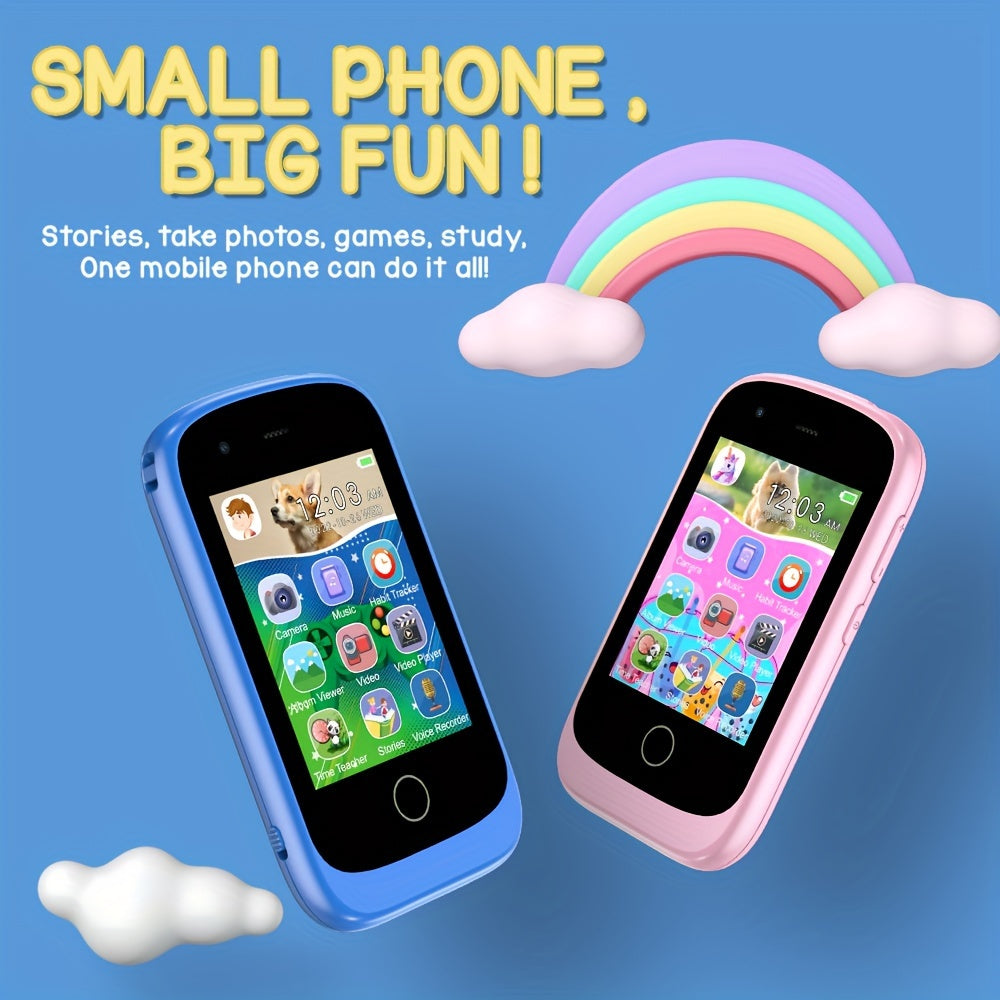Kids Smartphone Toy with Puzzle Games Storybooks Video Recording Camera Music Player Painting Flashlight Alarm Clock USB Rechargeable – Gift for Girls Boys Toddlers