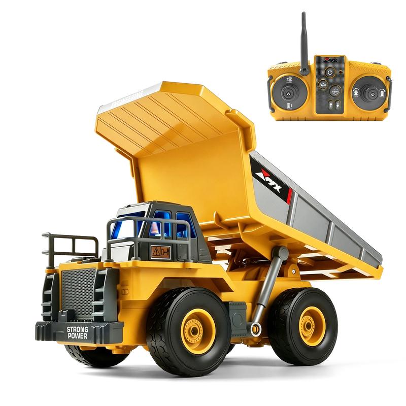 3-in-1 RC Excavator Toy, 14-Channel Remote Control Construction Vehicle with Drill Bit, Grab Bucket, Digging Hook, Lights and Sounds for Kids and Adults
