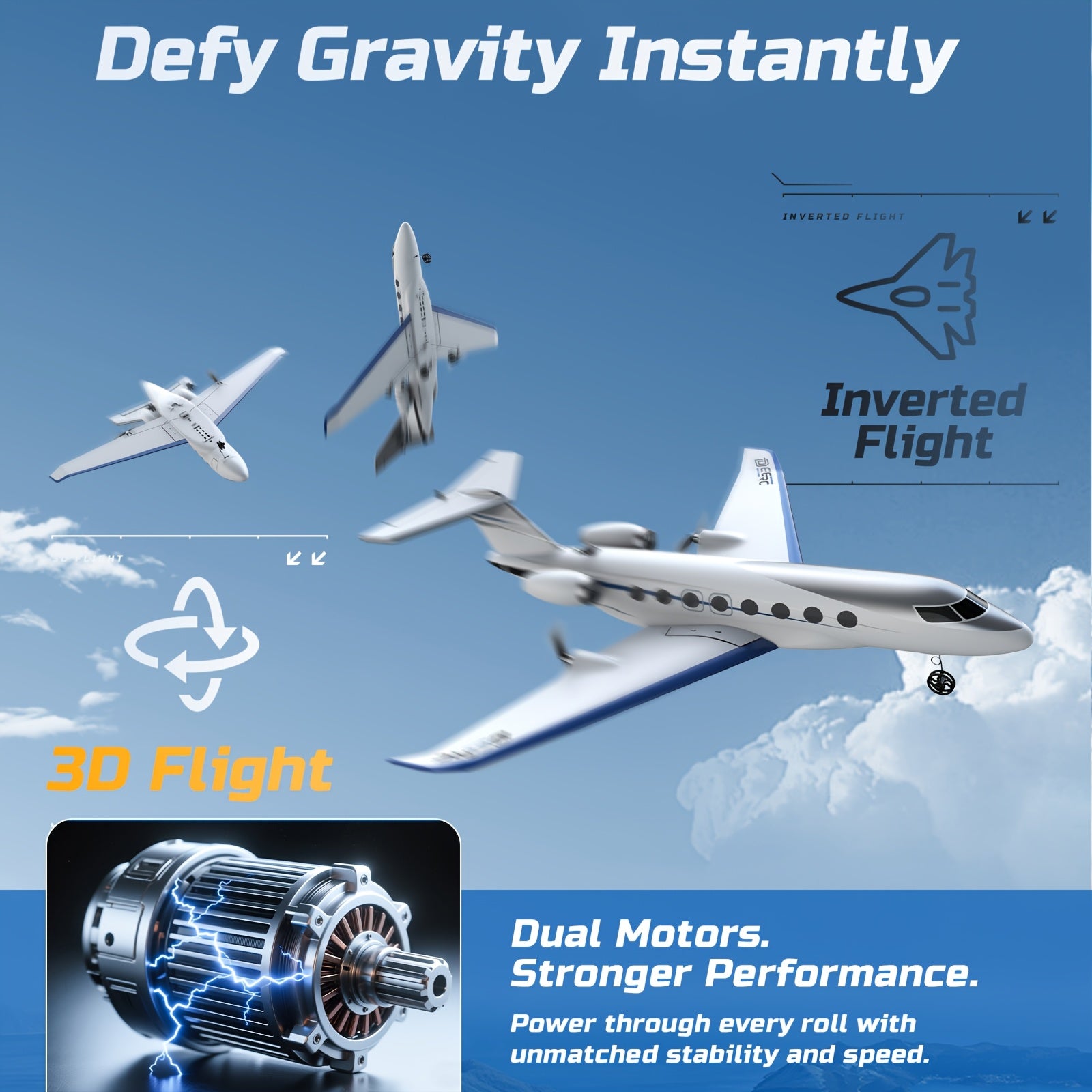 G650 RC Plane Private Jet – 3-Channel 2.4GHz 6-Axis Gyro Stabilized Glider with 20-Min Flight Time, EPP Foam, Display Stand for Beginners & Adults
