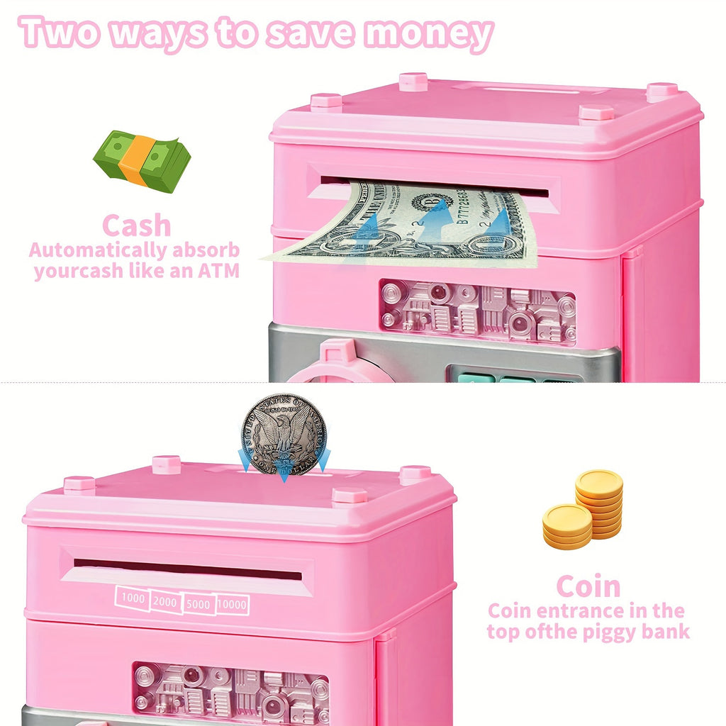 Password Piggy Bank with Combination Lock for Kids – Locking Money Bank for Boys & Girls – Cute Savings Box for Room Decor Wall or Tabletop – Birthday & Holiday Gift Ages 5+