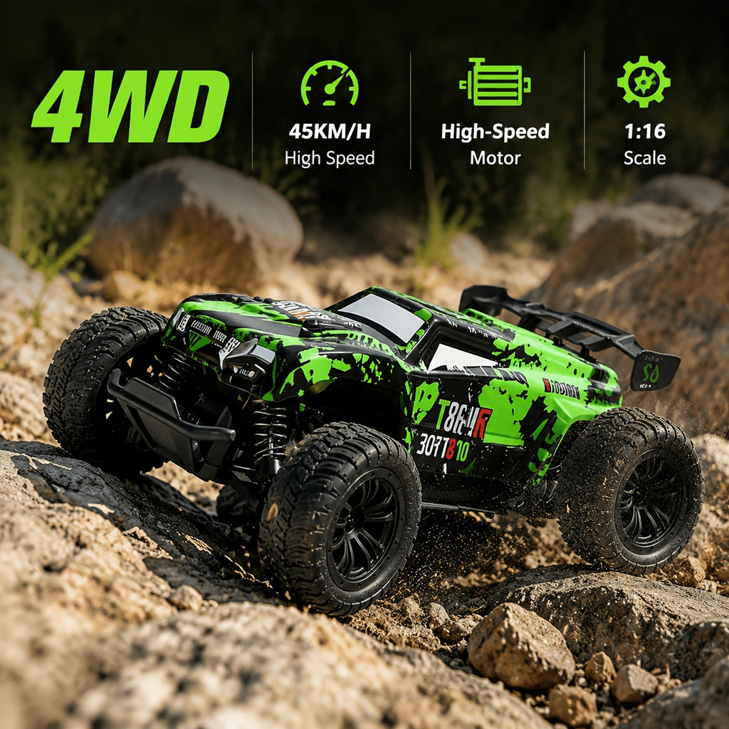 RC Off-Road Toy Car 2.4GHz Dual Drive Anti-Slip Tires All-Terrain ABS Remote Control Car Kids Boys Ages 3+ Birthday Easter Christmas Holiday Gift