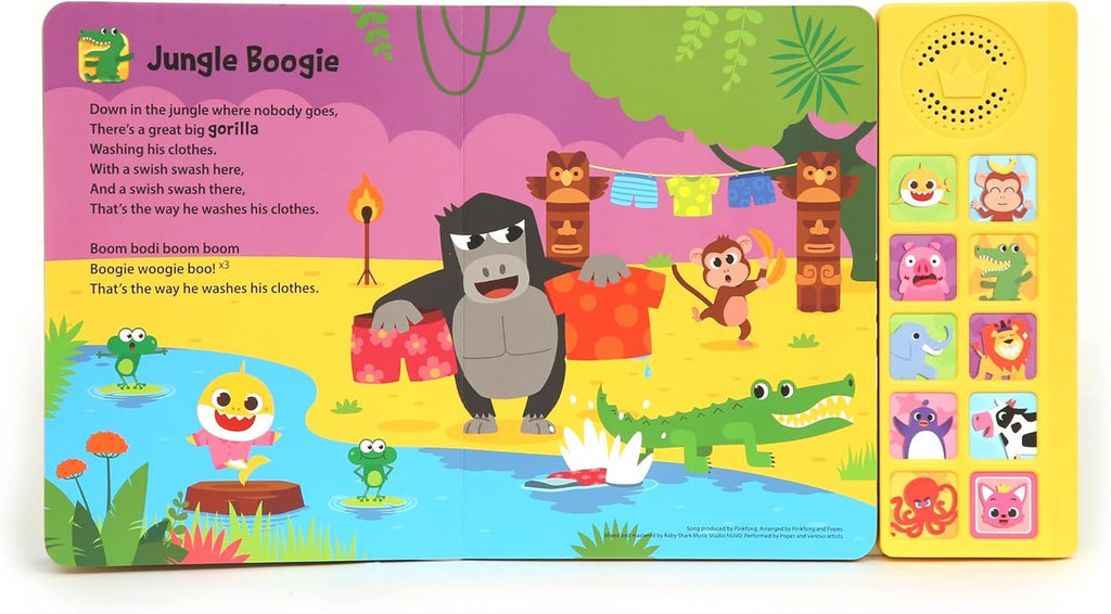Pinkfong Baby Shark Animal Songs 10-Button Sound Book for Toddlers - Interactive Nursery Rhymes Learning Book, 9 Songs with Music, Educational Toy Gift for Kids Ages 1-3