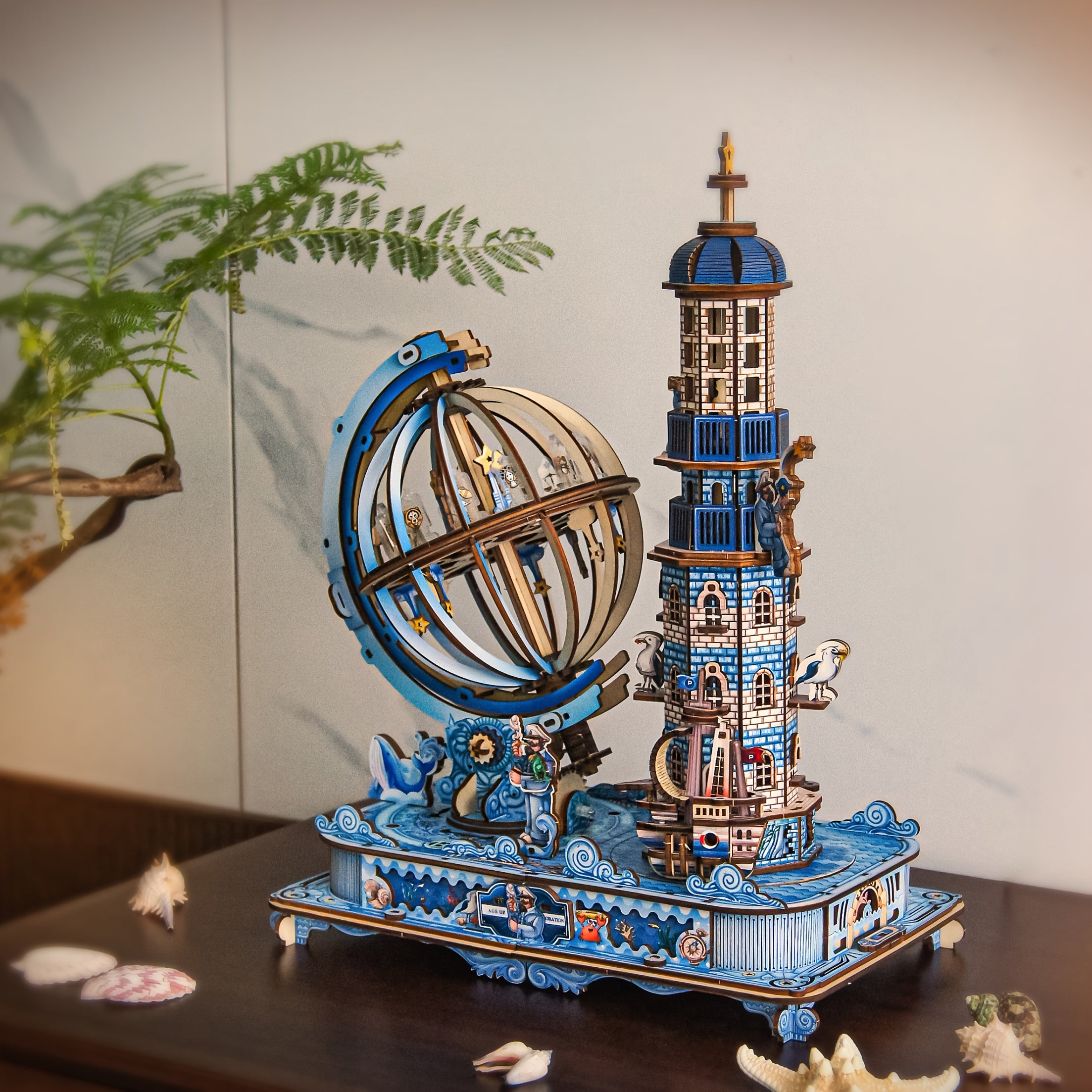 3D Wooden Globe Puzzle with Music Box – Rotating Earth Model Kit, STEM Educational Toy & Home Desk Decoration, Birthday Gift for Kids Adults