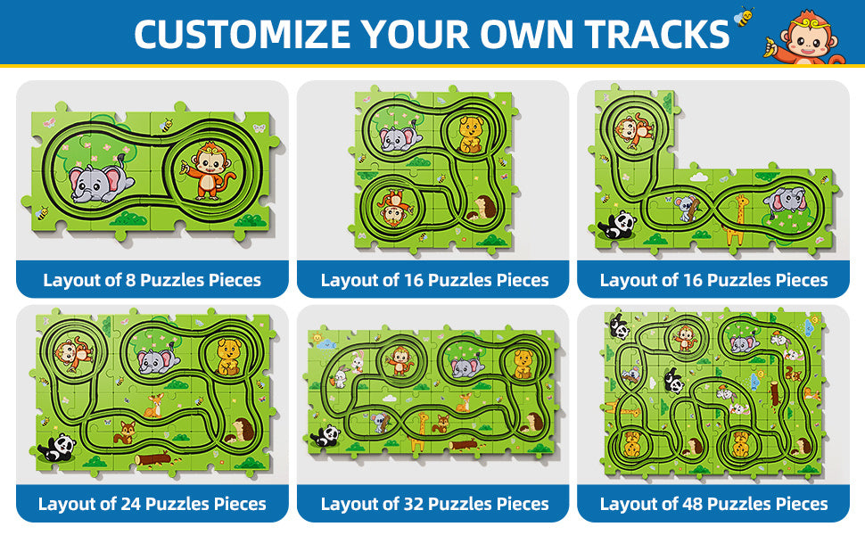 Race Track Car Set for Kids 39 56 73pcs – DIY Jigsaw Flexible Slot Track Toy, Fun Racing Car Gift for Boys Ages 3 4 5 and Up, Indoor Play