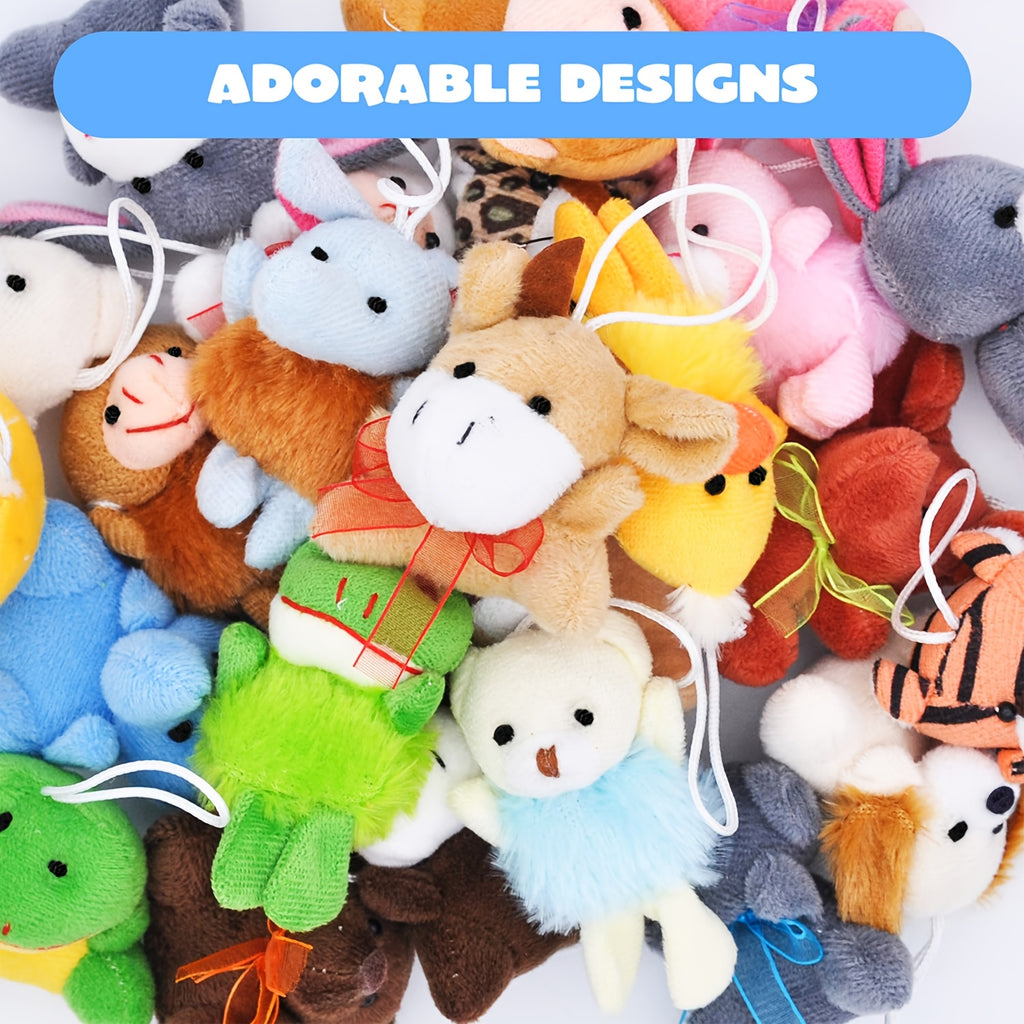 Mini Stuffed Animal Keychain Set 24 Pcs – Soft Plush Animal Figures with Lanyard, Easter Egg Stuffers, Party Favors, Classroom Prizes, Carnival Rewards & Bulk Birthday Gifts for Kids