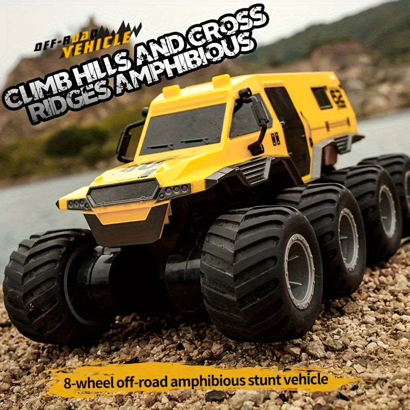 Amphibious RC Truck 8-Wheel Drive 4-Motor Armored Climbing Off-Road Vehicle, Oversized Remote Control Car for Kids Adults, Christmas Halloween Thanksgiving Gift