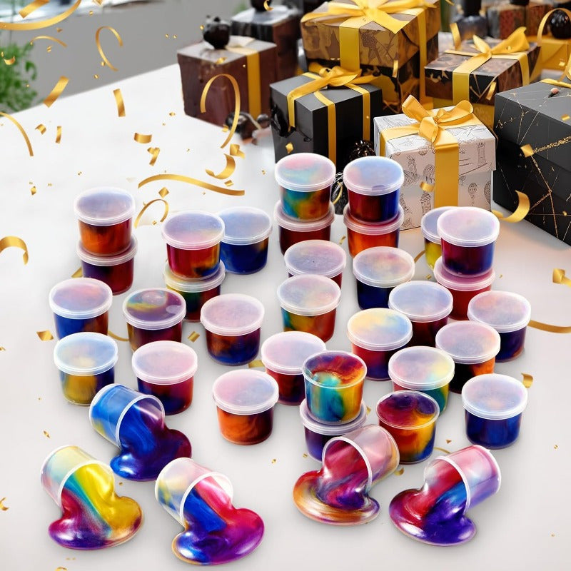 Galaxy Slime Party Favors 36 & 50 Pack – Bulk Stretchy Non-Sticky Slime Cups for Kids, Classroom Rewards, Goodie Bag Stuffers & Holiday Gifts