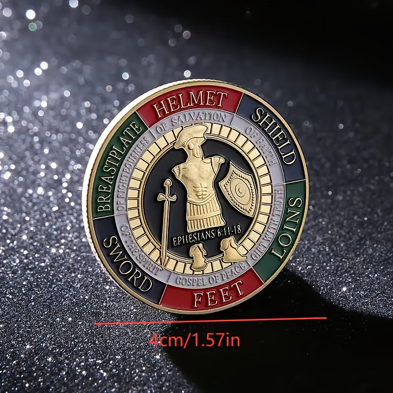 Armor of God Challenge Coins 20pcs Golden Iron Prayer Commemorative Coin – Ephesians 6 Christian Religious Collectible Gift for Church Events, VBS & Faith Community Ages 14+