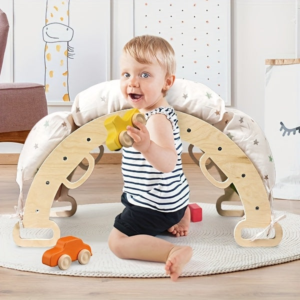 Pikler Triangle 8-in-1 Foldable Wooden Climbing Set Toddlers Indoor Jungle Gym with Slide Arch Rocker Montessori Toy Ages 1 2 3 4 5 Birthday Christmas Gift