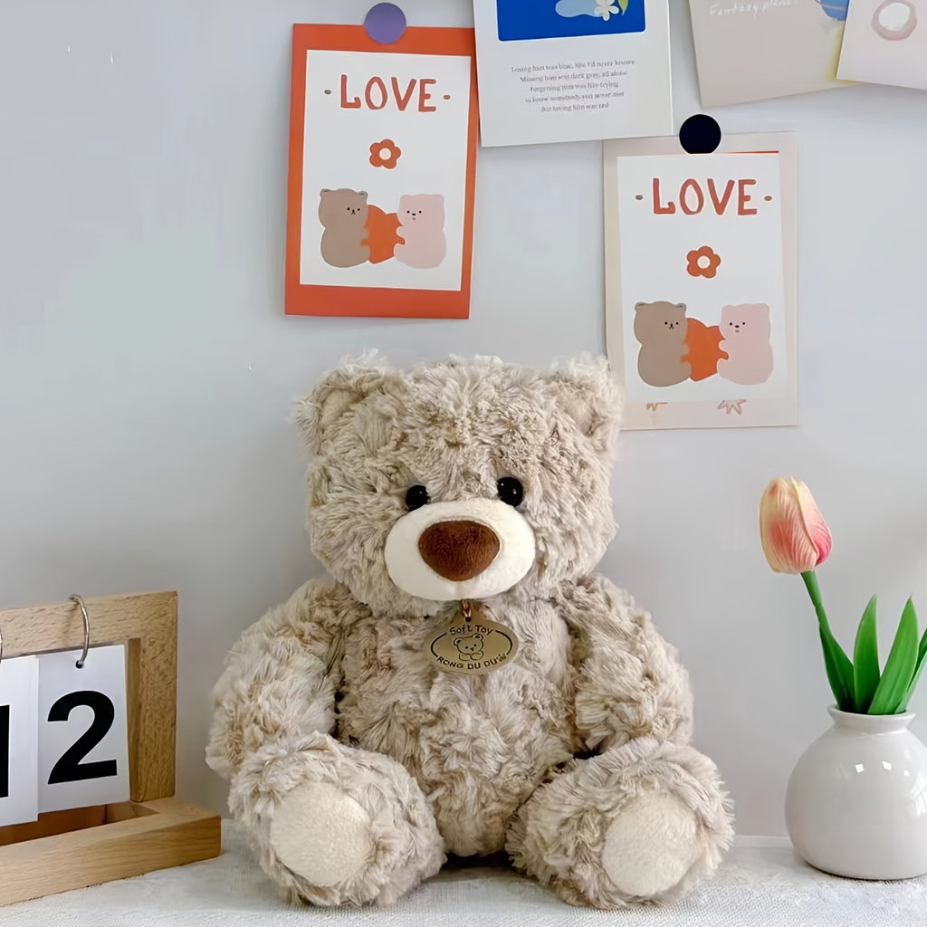 Realistic Teddy Bear Stuffed Animal Plush Toy - Super Soft Cute Huggable Bear Plushie for Room Decor, Birthday Christmas Holiday Gift for Kids Adults Friends Family, Brown & Beige