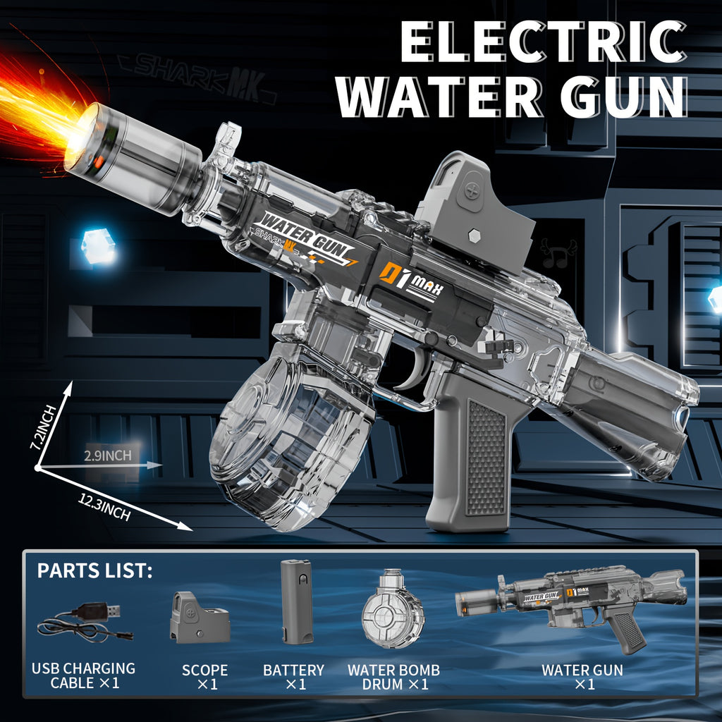Large Capacity Electric Water Gun Automatic Spray, High-Power Squirt Gun for Pool Beach Lawn, Summer Outdoor Water Battle Toy Gift for Kids Adults Birthday Party