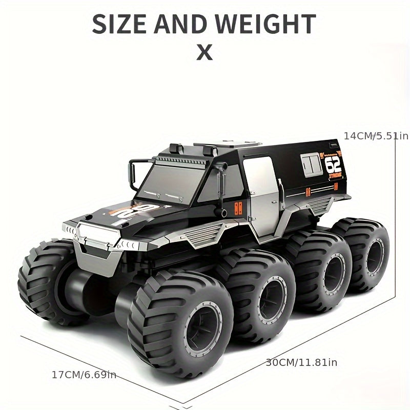 Amphibious RC Truck 8-Wheel Drive 4-Motor Armored Climbing Off-Road Vehicle, Oversized Remote Control Car for Kids Adults, Christmas Halloween Thanksgiving Gift