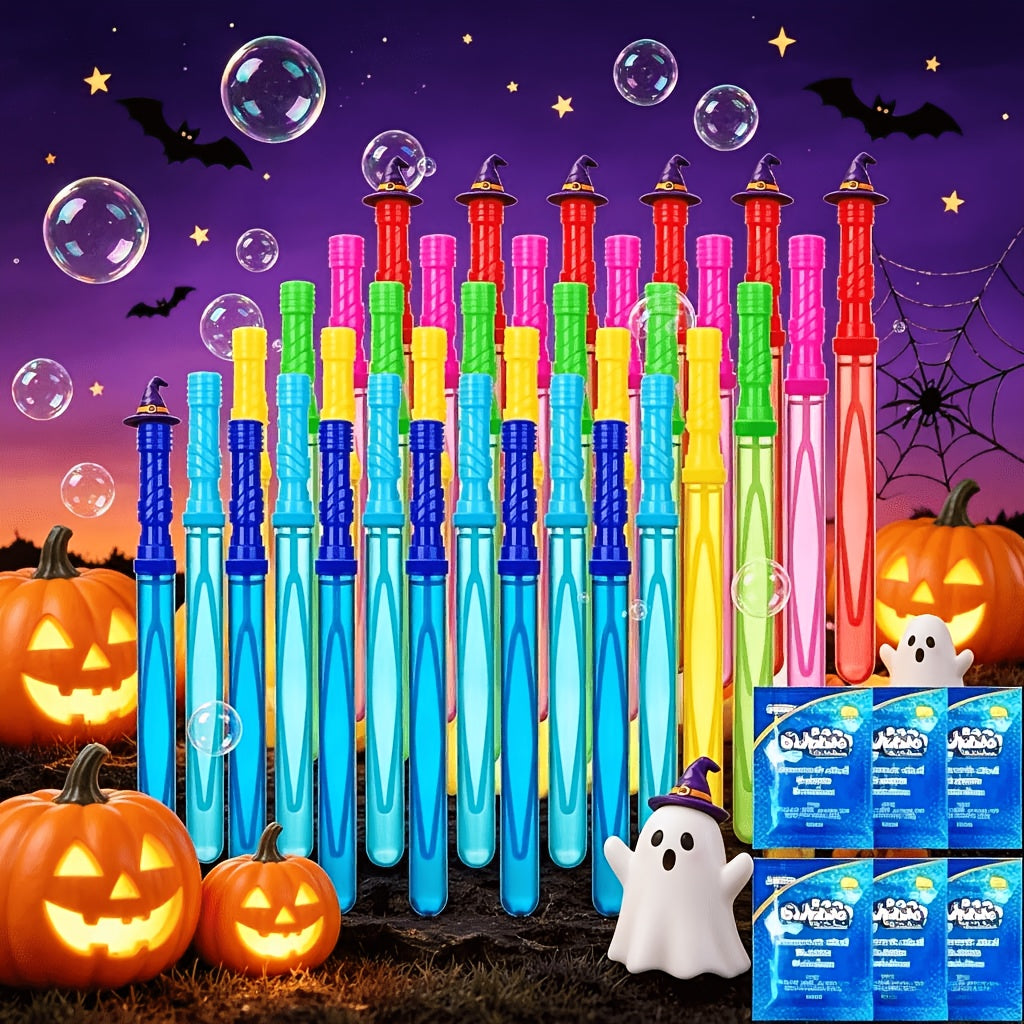 Halloween Bubble Wands for Kids 12 Pack – 14.6 Inch Large Bulk with Bubble Solution Refill, Trick or Treat Party Favors, Outdoor Halloween Gift Boys Girls