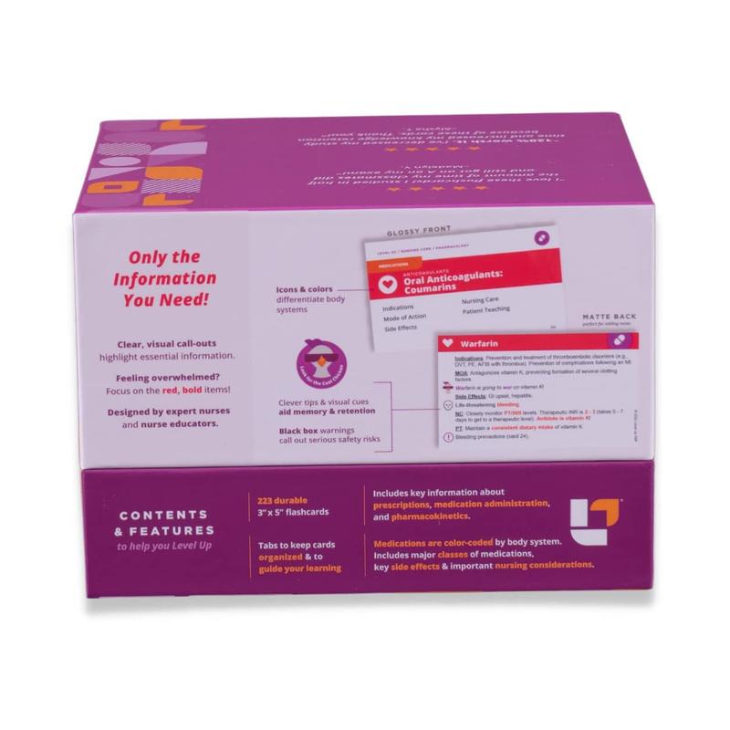 Pharmacology Flashcards for Nursing Students, Level Up RN Edition 3 Body System Medication Review with Memory Tools for NCLEX, ATI and HESI Study