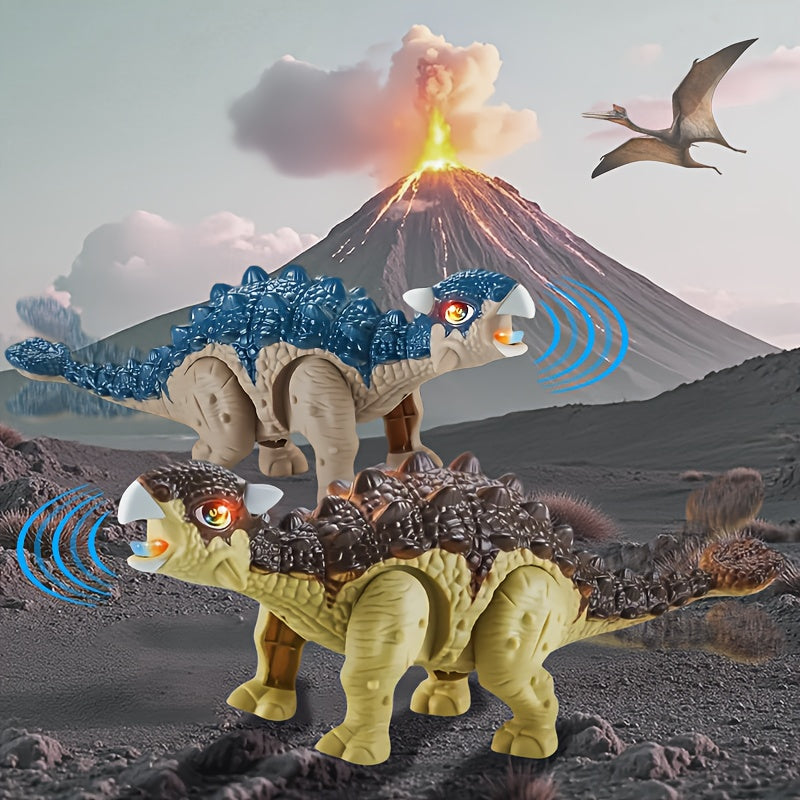 Ankylosaurus Walking Dinosaur Robot Toy Glowing Lights Roaring Sound Automatic Interactive Dino for Kids Ages 3-12 Boys Girls Birthday Christmas Gift