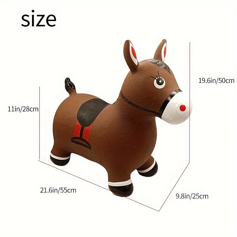 Inflatable Bouncing Horse for Kids – PVC Ride-On Jumping Animal Hopper with Air Pump, Balance & Exercise Toy, Birthday Gift for Toddlers Boys & Girls Ages 2+