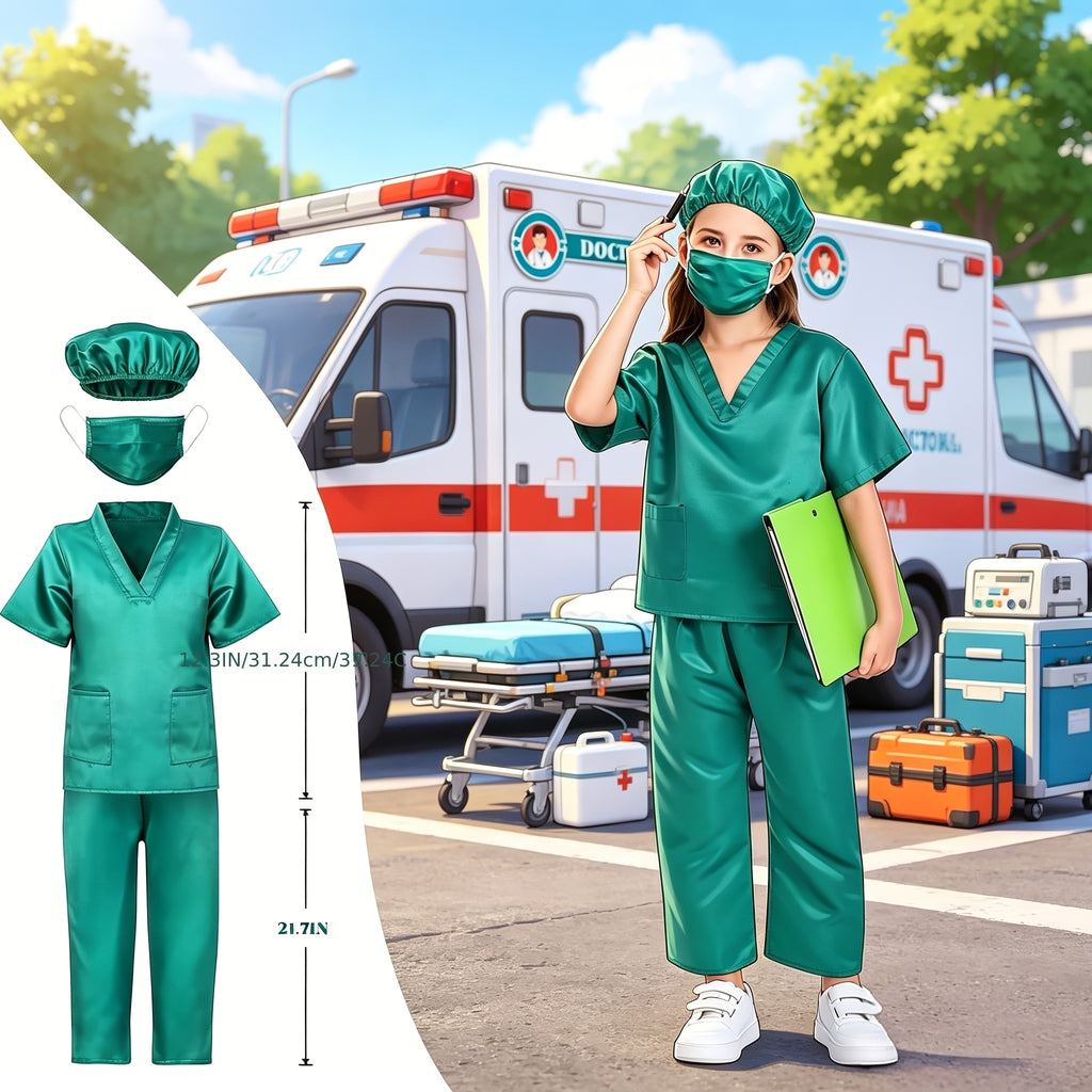 Kids Dress Up Costumes 4-in-1 Role Play Set - Firefighter Police Astronaut Doctor Boys Girls Ages 3-6 Years Birthday Gift
