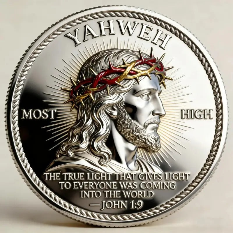 Jesus Token The True Light John 1:9 – 3-Piece Religious Commemorative Coin Set – Christian Novelty Collector Token – Faith Keepsake Gift for Teens & Adults – Easter, Christmas & Church Gift