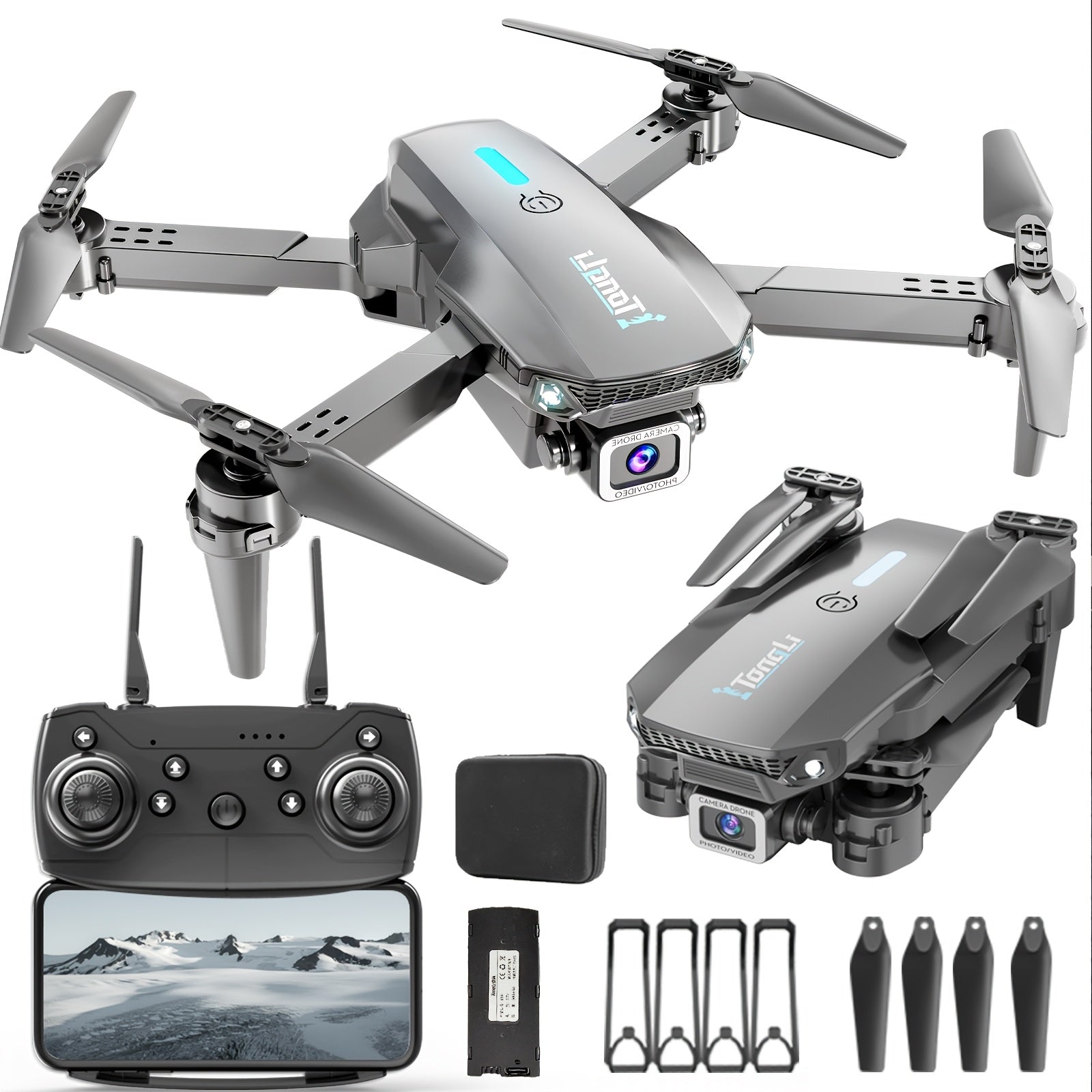 Tongli DR1916RL Beginner RC Drone, One-Key Takeoff Landing & Return, Altitude Hold, Headless Mode, 360° Flips, 3-Speed Adjustment, Easy to Fly for Ages 14+, Perfect Starter Gift