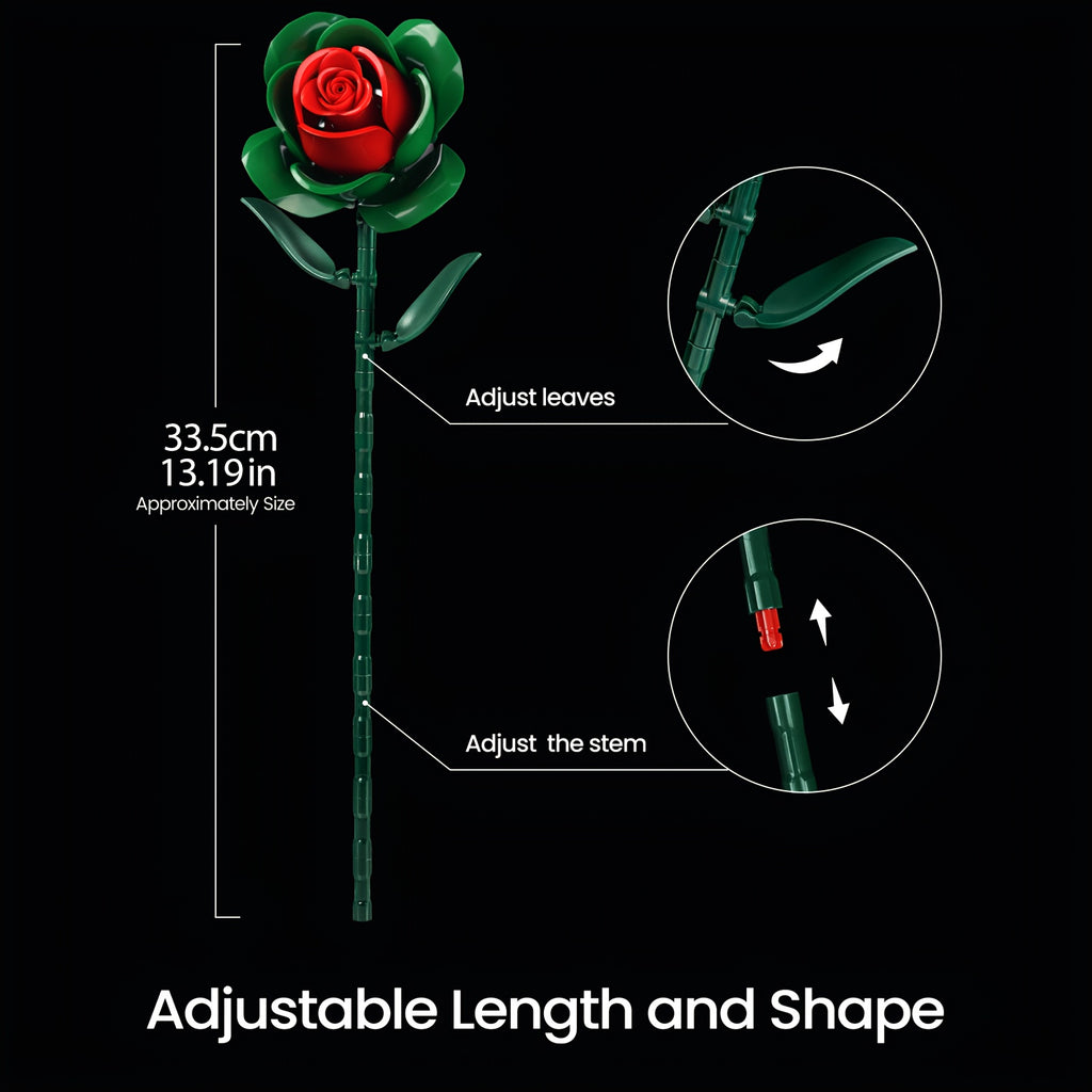 Rose Lily DIY Building Block Flower Bouquet Set Healing Flower Series Artificial Desktop Decoration Birthday Valentine's Day Mother's Day Gift for Girls Women