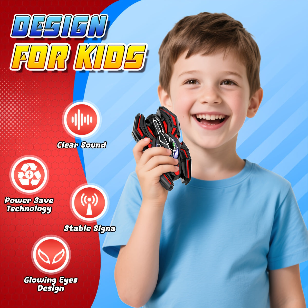 Kids Walkie Talkies 2-Pack Spider 2-Way Radio Toy for Boys Girls Ages 3-12 – Birthday Christmas Halloween Easter Back-to-School Gift
