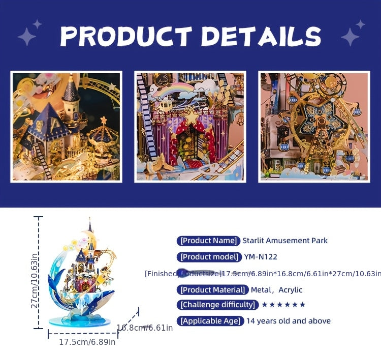 3D Metal Puzzle Star Playground Model Kit – Handcrafted Garden Building Set, Unique Birthday Gift for Teens Adults Girlfriends, Ages 14+