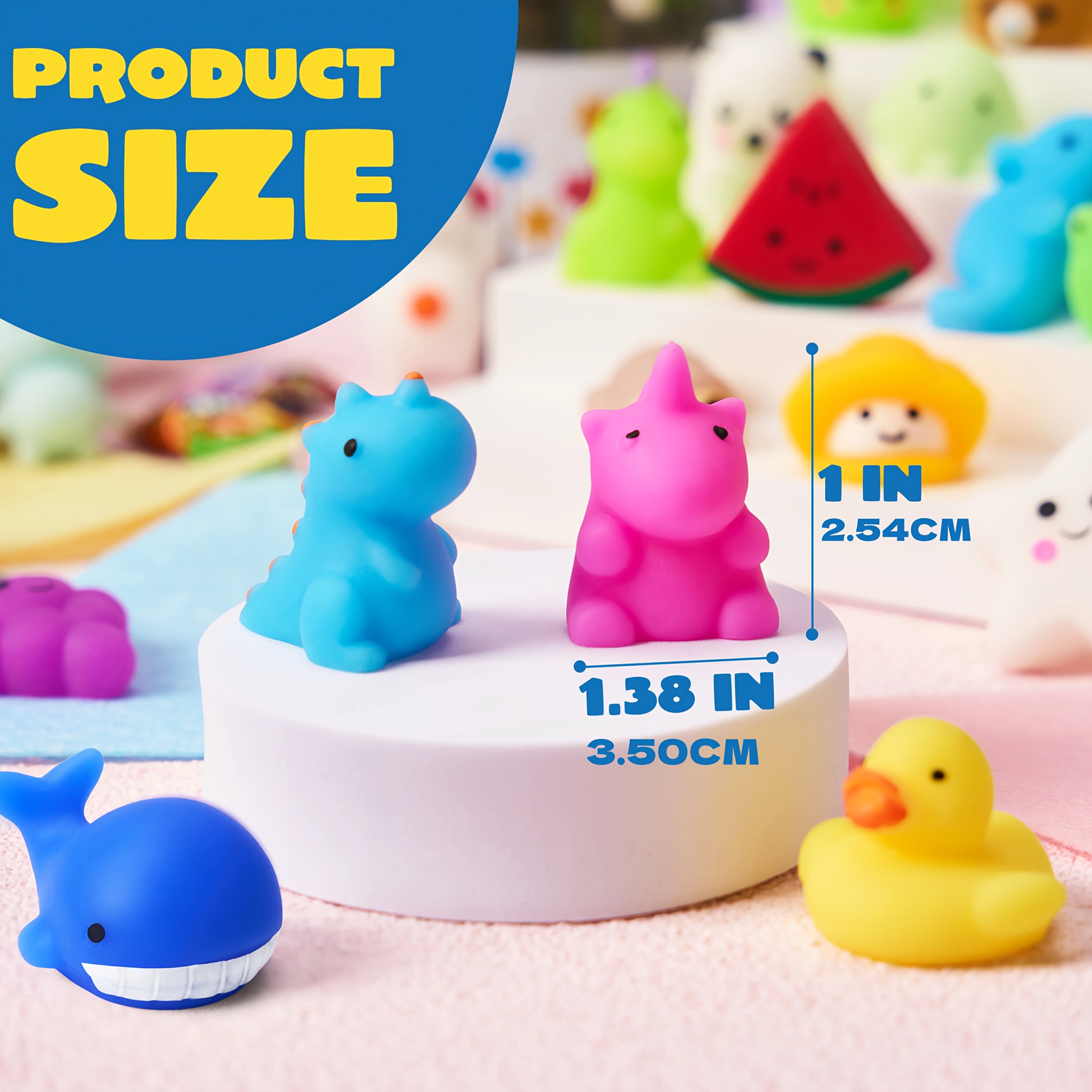 Mini Mochi Squishies 100 Pack – Kawaii Animal & Fruit Squishy Toys for Kids, Classroom Prize, Birthday Party Favor, Halloween Goodie Bag Filler for Boys & Girls