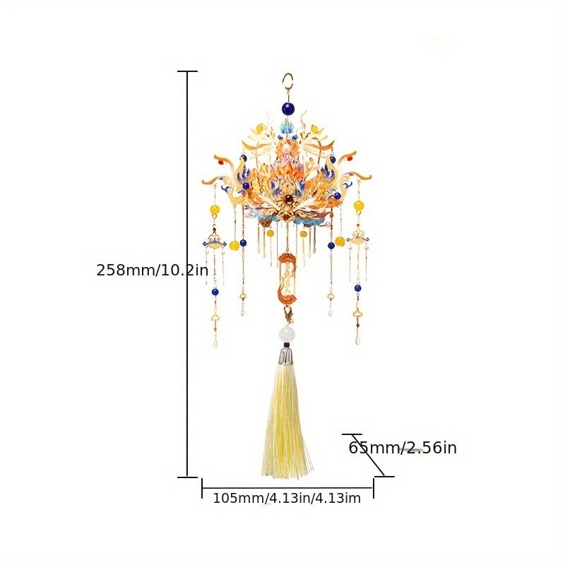 3D Metal Puzzle Phoenix Crown – Elegant Blue & Gold Intricate Model with Beads & Tassels, Unique DIY Assembly Gift for Teens Adults Boyfriend Girlfriend Birthday Christmas