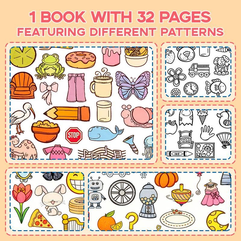 Look and Find Coloring Books for Kids Ages 3-4, 2-Pack Paper Activity Books with Hidden Object Scenes, Coloring Areas and Find-and-Mark Games for Travel