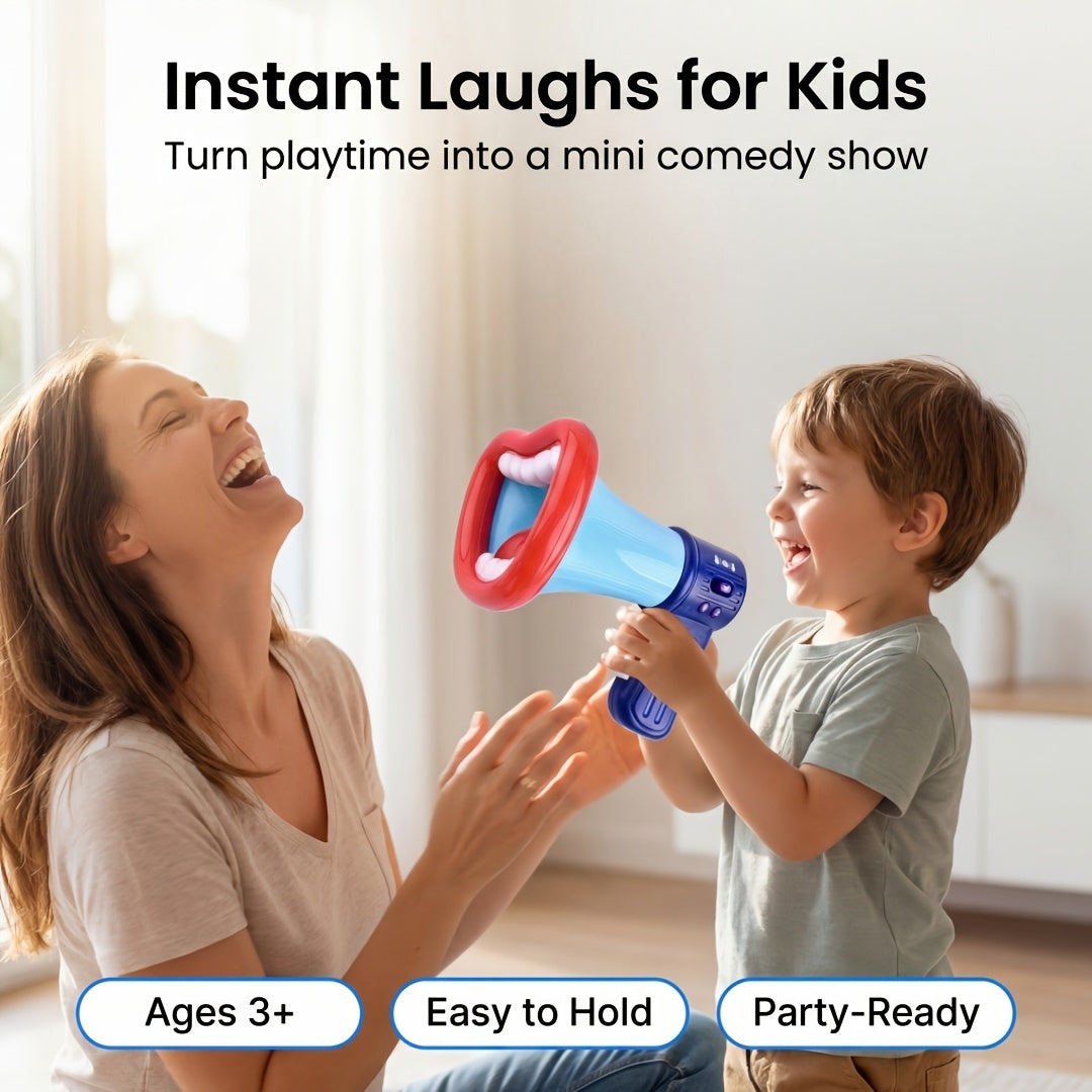 Voice Changer Megaphone Toy for Kids Big Mouth - Multi Sound Effects Handheld Prank Toy Birthday Party Christmas Gift Interactive Game Prop White Blue