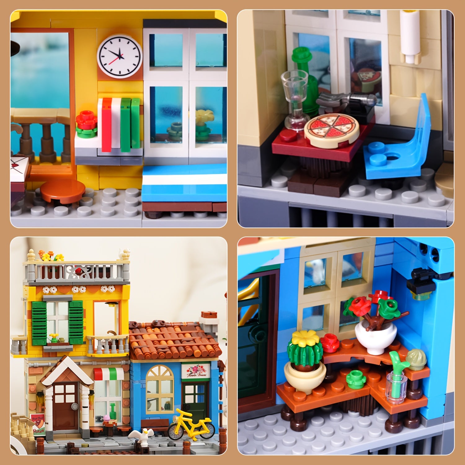 2155-Piece Venice Main Street Building Block Set for Adults - City Riverside Architecture Kit Flower Shop Pizzeria Canal, Home Decor Display Model, Unique Easter Birthday Gift Women Men Ages 14+