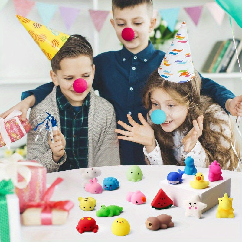 Mini Mochi Squishies 100 Pack – Kawaii Animal & Fruit Squishy Toys for Kids, Classroom Prize, Birthday Party Favor, Halloween Goodie Bag Filler for Boys & Girls