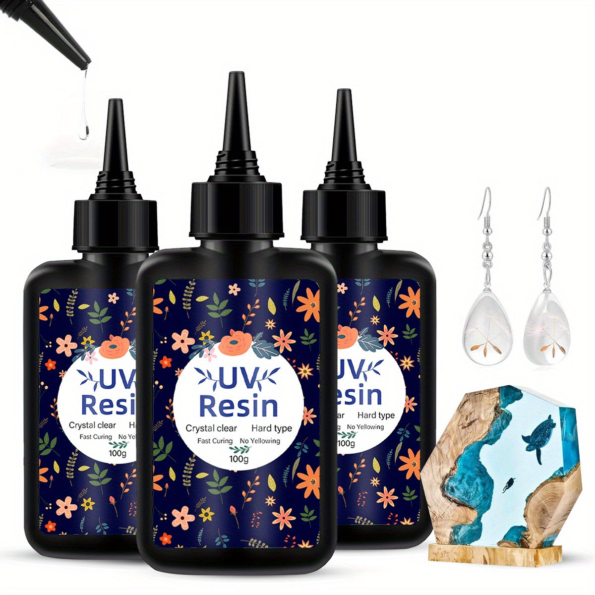 UV Resin Fast-Curing High-Viscosity UV Epoxy Resin for Jewelry Making, Handicrafts & Casting – Transparent, Multiple Sizes 200g to 1000g