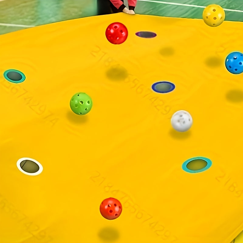 Hole Tarp Team Building Game 98 x 70 Inch with 8 Balls – Large Group Activity Parachute Tarp for Work School Camp & Family Outdoor Fun, Cooperative Teamwork Play Set for Kids Adults All Ages