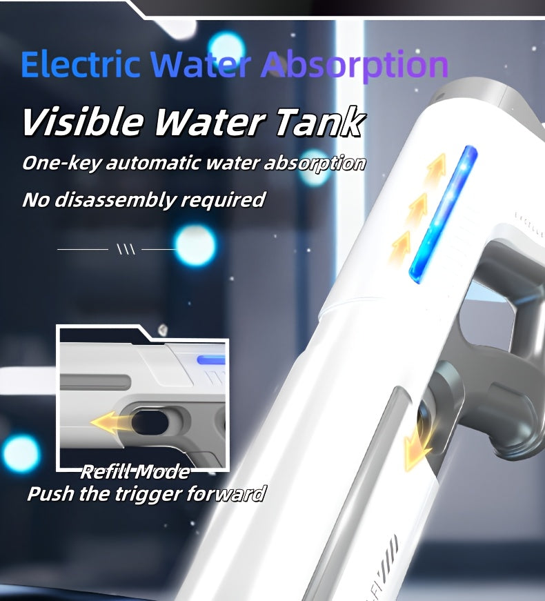 Electric Water Gun Auto-Fill USB Rechargeable with LED Light 40ft Range – Rapid-Fire Squirt Blaster for Kids Adults Pool Beach Backyard Summer