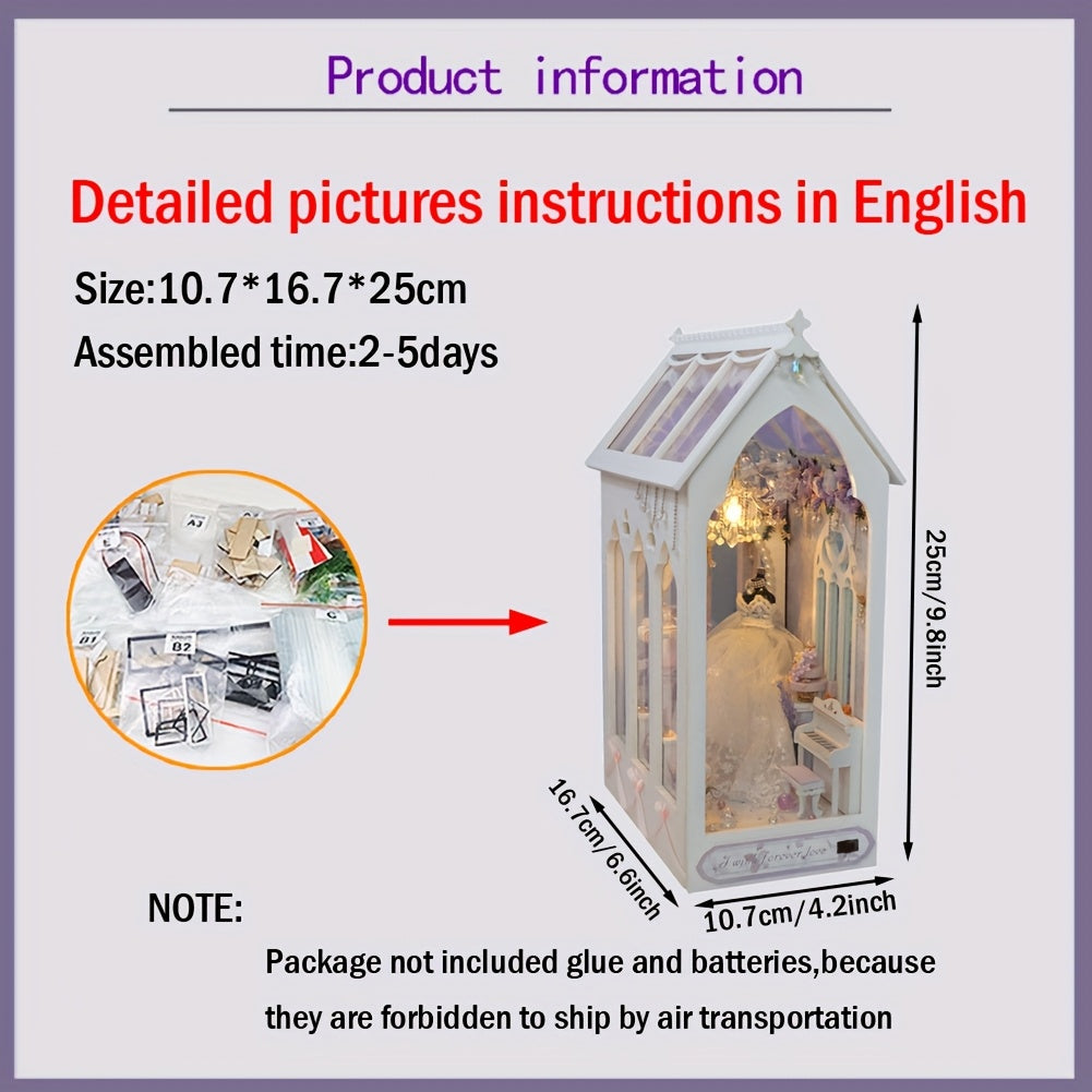 Wedding Dress Shop Miniature Dollhouse DIY Kit – Build Your Own Bridal Boutique with Furniture & Home Decor, Creative Craft Building Set for Teens Adults Ages 14+ Birthday Valentine Gift