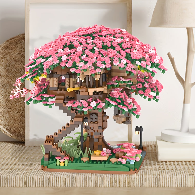 Sakura Cherry Blossom Tree House Building Blocks 2028 & 1020 Piece – DIY Mini Brick Assembly Set, Collectible Desk Decor Model for Home Display, Relaxing Gift for Teens Adults Boys Girls
