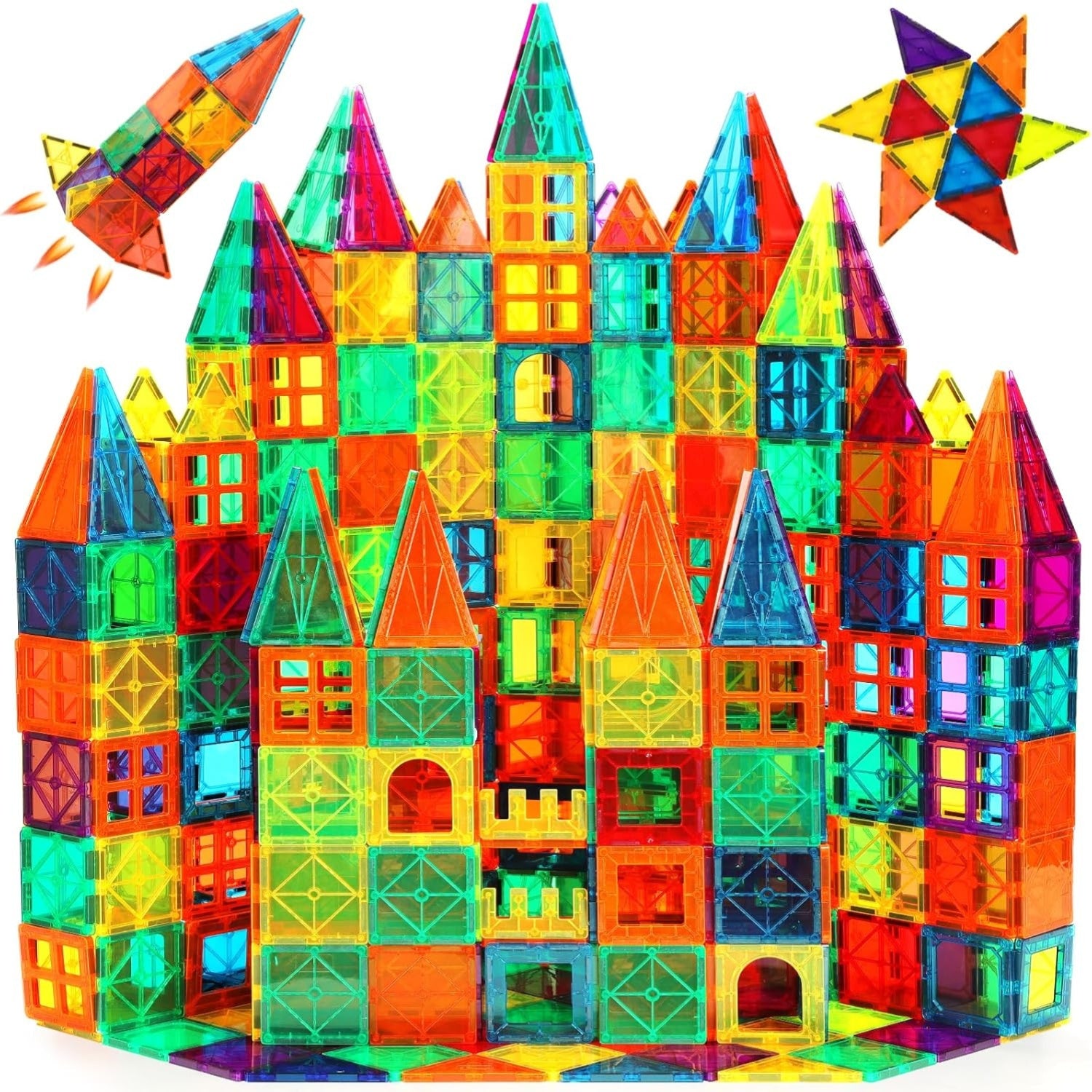 102pcs Magnetic Building Blocks STEM Toy for Kids Ages 3+ - Animal Village House Shapes, Shape Sorting Color Recognition Educational Preschool Gift Boys Girls