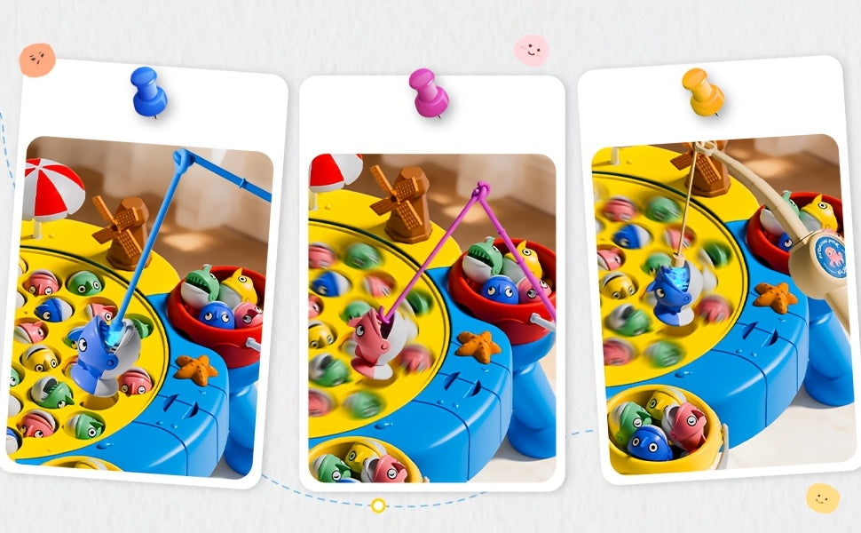 Kids Magnetic Fishing Game Toy 66pcs Ocean Theme 1-8 Players Educational Fine Motor Skills Toddler Boys Girls Birthday Holiday Gift Ages 1-8