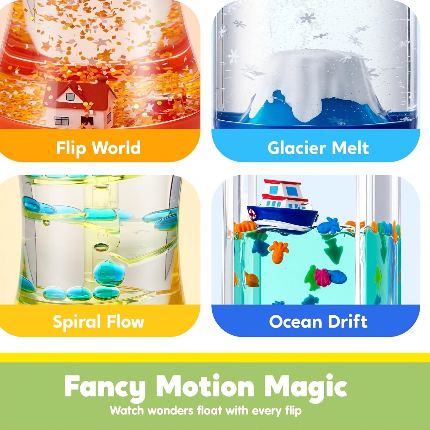 Sensory Fidget Tubes for Kids 4-Pack Calm Down Toy Stress Relief Autism ADHD Anxiety Speech Therapy Classroom Fine Motor Skill Easter School Gift