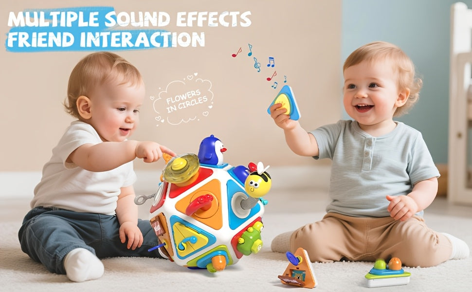21-in-1 Busy Board Activity Cube for Toddlers & Baby - Montessori Sensory Learning Toy for Boys Girls Ages 1-3, Early Educational Development Travel Toy, Best First Birthday Gift