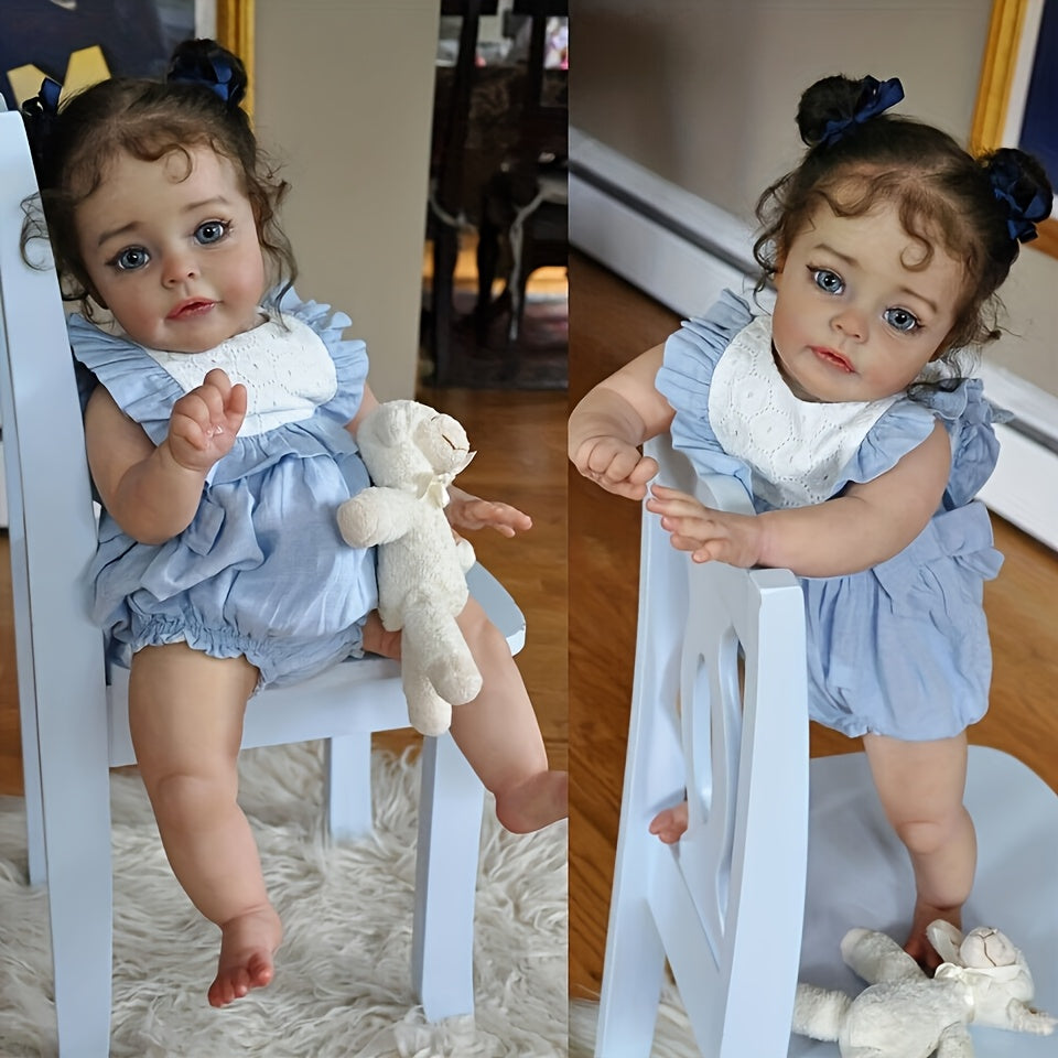 Weighted Reborn Baby Doll Girl 20 Inch Lifelike Newborn – Hand-Painted Details Implanted Eyelashes Movable Arms Fits Newborn Clothes Kids Collectors Birthday Christmas Gift