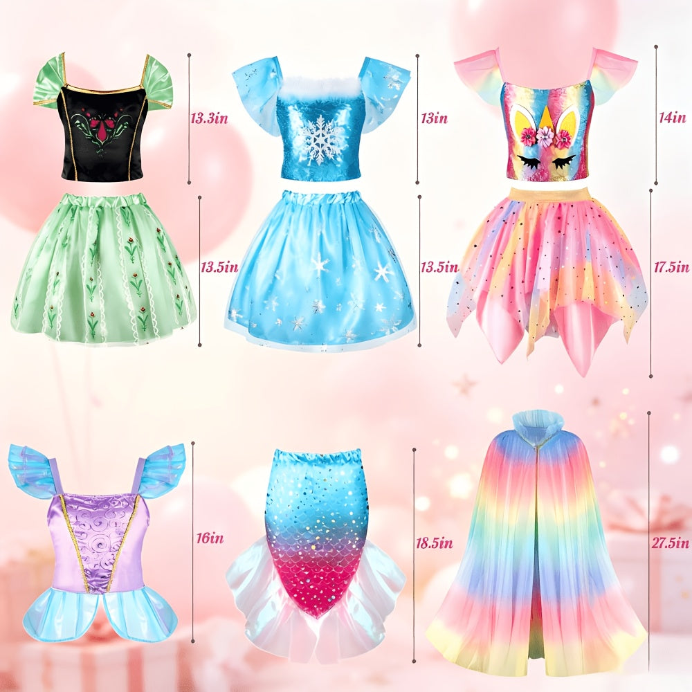 Princess Dress Up Clothes for Girls 18-Piece Role Play Costume Gift Set, Princess Dress Up Toys, Birthday Christmas Party Gift for Girls Ages 3-6