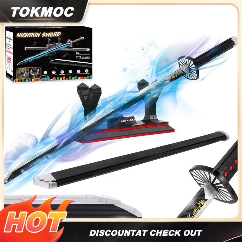 Anime Sword Building Block Set by TOKMOC with Display Stand and Scabbard, ABS Construction Model Kit for Ages 12+, Cosplay Display and Collector Gifts