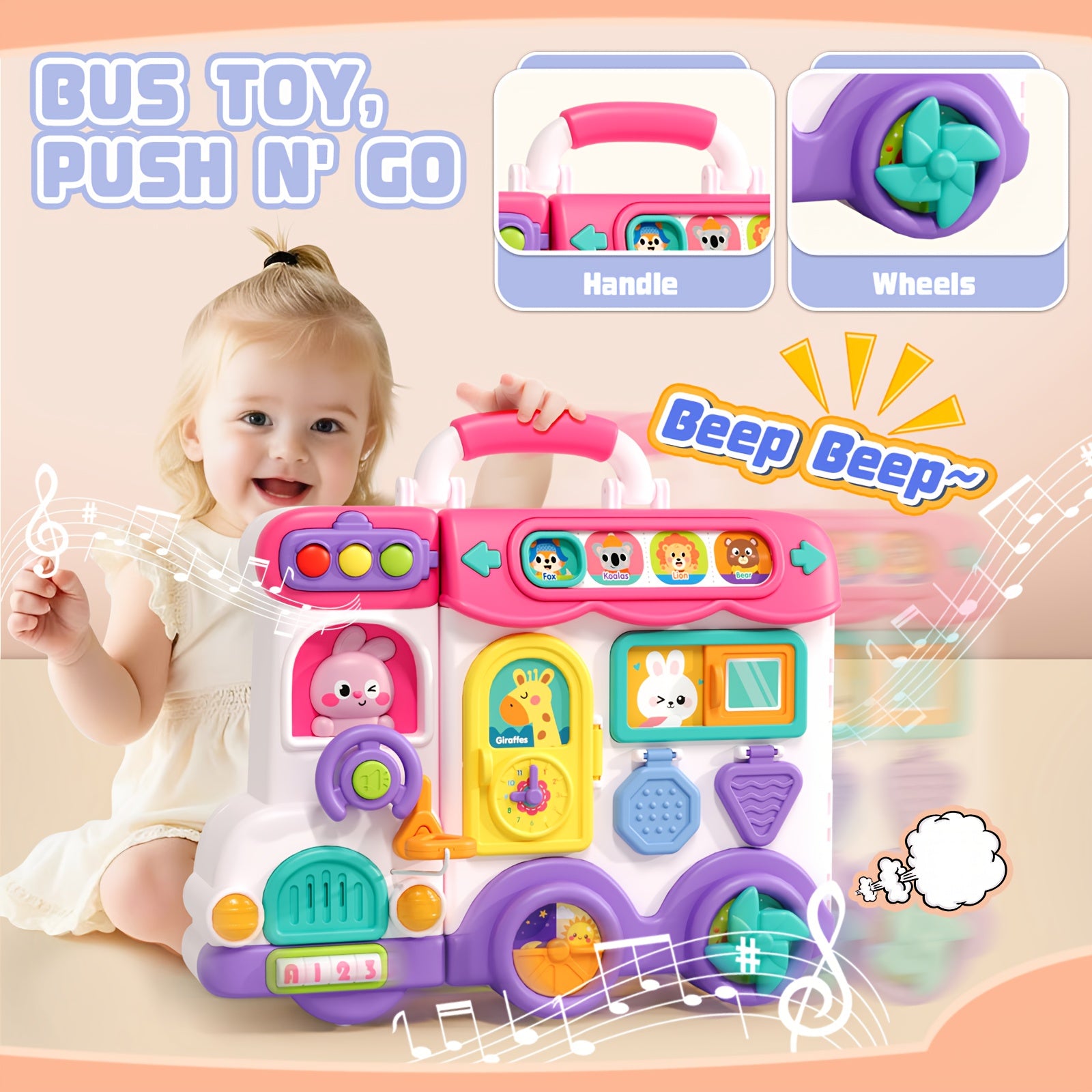 54-in-1 Musical Baby Busy Board for Toddlers - Early Educational Toy with Motor Skills Development, Montessori Activity Board, Birthday Gift for Baby Boys Girls 1-3 Years