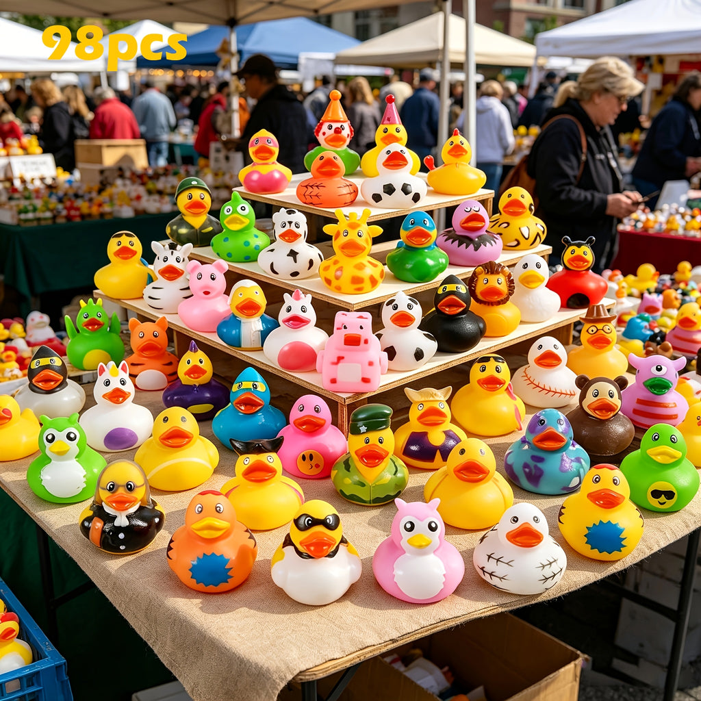 Mini Ducks Party Gift Box Bulk Assortment – 36 or 98 Pcs Halloween & Themed Mini Duckies, Baby Bath Toys, Kids Pool Toys, Birthday Party Favors & Centerpieces