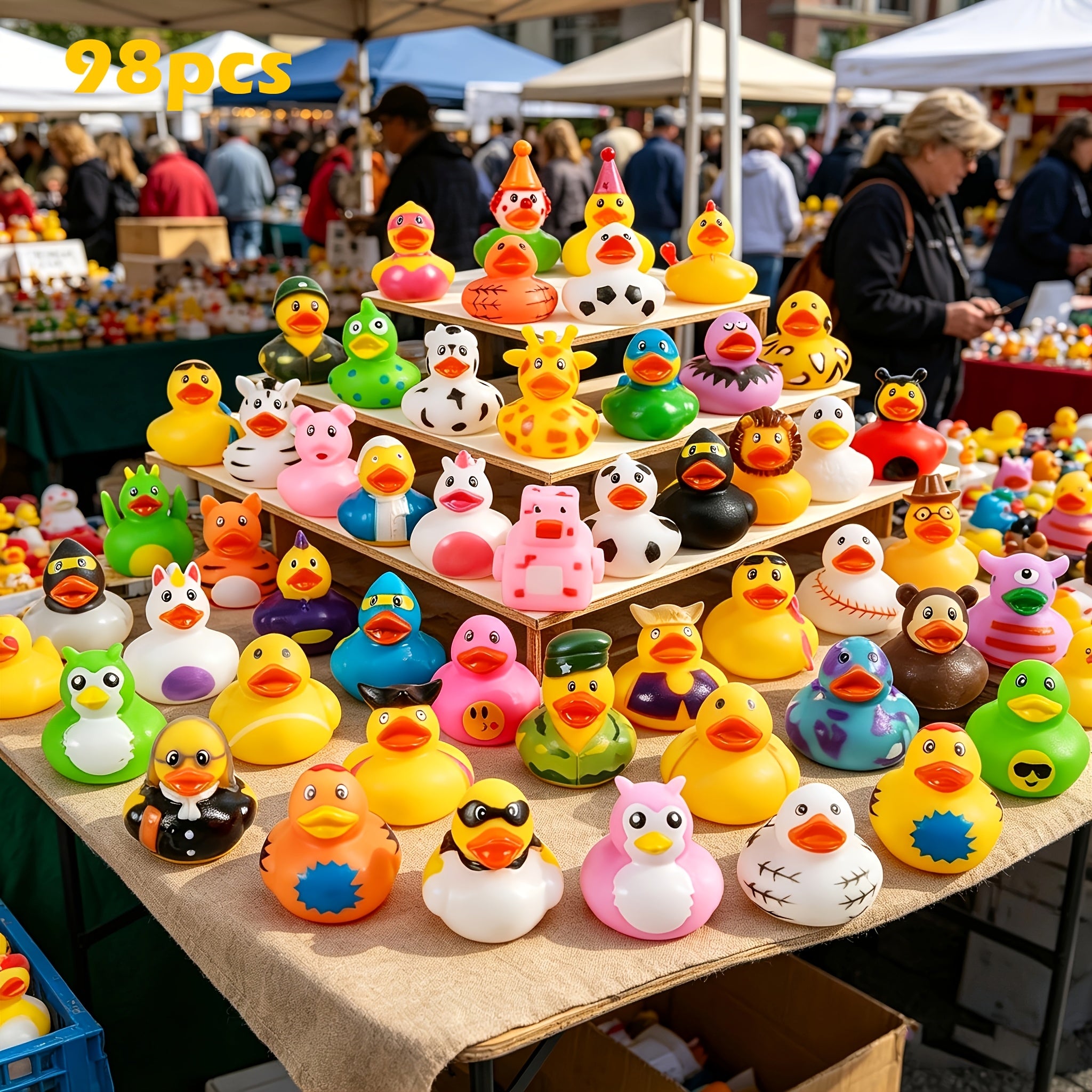 Mini Ducks Party Gift Box Bulk Assortment – 36 or 98 Pcs Halloween & Themed Mini Duckies, Baby Bath Toys, Kids Pool Toys, Birthday Party Favors & Centerpieces